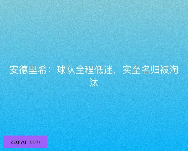 安德里希：球队全程低迷，实至名归被淘汰